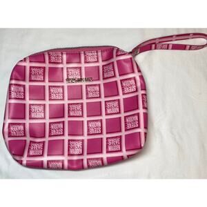 Steve Madden Pink Makeup Bag Wristlet 8.5"x7" Zip Cosmetic Pouch Travel Case